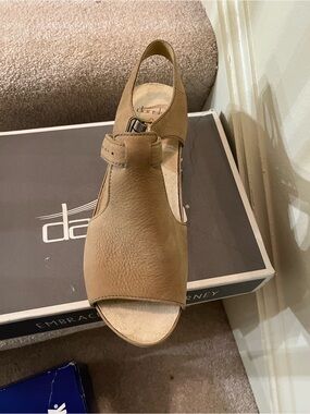 Dansko Tan Leather Open-Toe Slingback Clog Mule